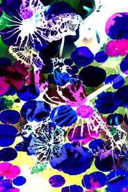 Nilüfer yaprakları ve nilüfer yapraklarıyla sunulan zarif desenli tasarım.