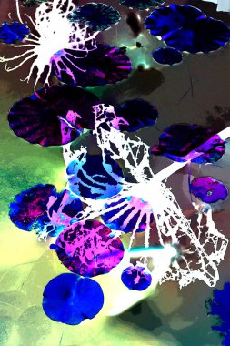 Nilüfer yaprakları ve nilüfer yapraklarıyla sunulan zarif desenli tasarım.