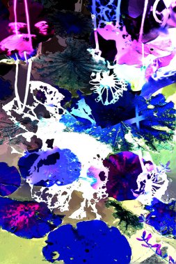 Nilüfer yaprakları ve nilüfer yapraklarıyla sunulan zarif desenli tasarım.