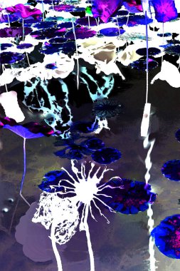 Nilüfer yaprakları ve nilüfer yapraklarıyla sunulan zarif desenli tasarım.