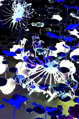 Nilüfer yaprakları ve nilüfer yapraklarıyla sunulan zarif desenli tasarım.