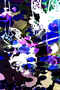 Nilüfer yaprakları ve nilüfer yapraklarıyla sunulan zarif desenli tasarım.