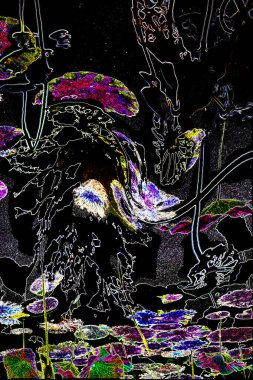 Nilüfer yaprakları ve nilüfer yapraklarıyla sunulan zarif desenli tasarım.