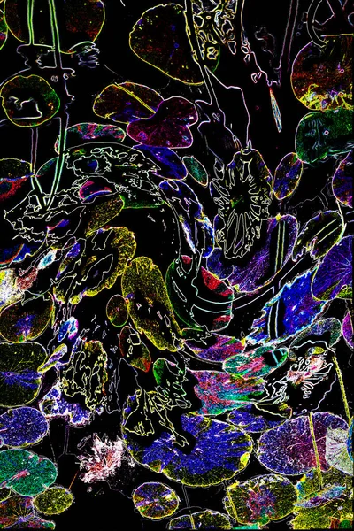 Nilüfer yaprakları ve nilüfer yapraklarıyla sunulan zarif desenli tasarım.