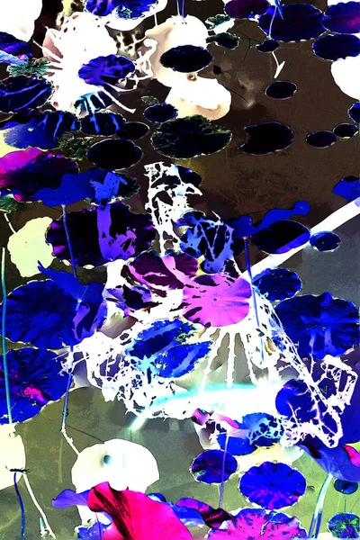 Nilüfer yaprakları ve nilüfer yapraklarıyla sunulan zarif desenli tasarım.