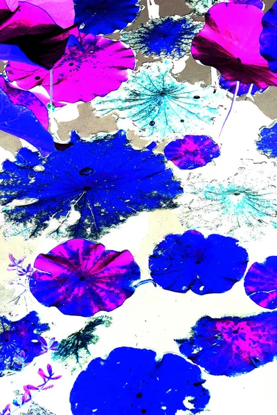 Nilüfer yaprakları ve nilüfer yapraklarıyla sunulan zarif desenli tasarım.