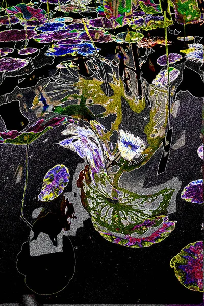 Nilüfer yaprakları ve nilüfer yapraklarıyla sunulan zarif desenli tasarım.