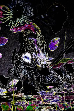 Nilüfer yaprakları ve nilüfer yapraklarıyla sunulan zarif desenli tasarım.