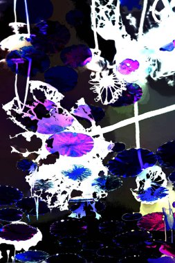 Nilüfer yaprakları ve nilüfer yapraklarıyla sunulan zarif desenli tasarım.