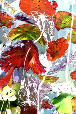 Nilüfer yaprakları ve nilüfer yapraklarıyla sunulan zarif desenli tasarım.