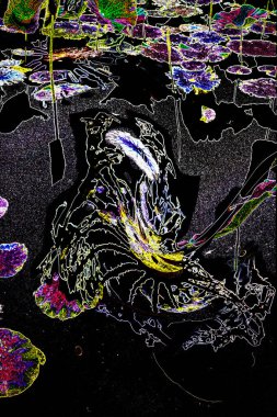 Nilüfer yaprakları ve nilüfer yapraklarıyla sunulan zarif desenli tasarım.