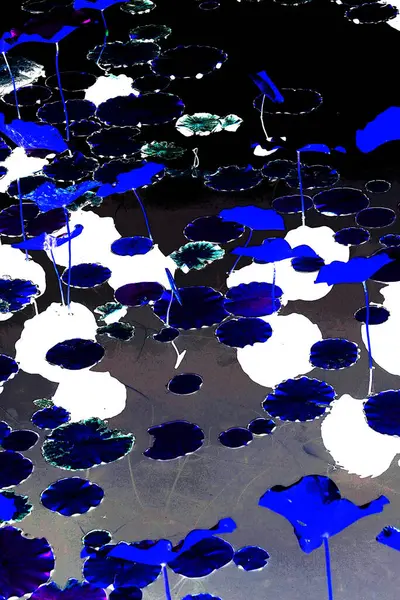 Nilüfer yaprakları ve nilüfer yapraklarıyla sunulan zarif desenli tasarım.