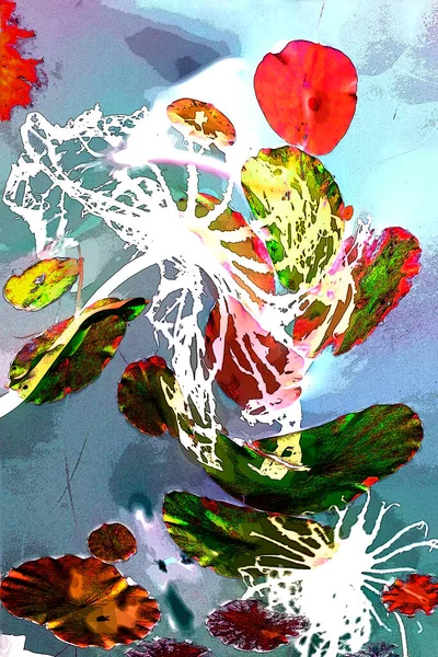 Nilüfer yaprakları ve nilüfer yapraklarıyla sunulan zarif desenli tasarım.