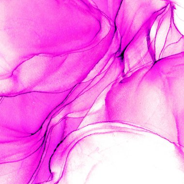 Alkol mürekkebi teknikli doğal akışkan resim. Yumuşak rüya renkleri şeffaf dalgalı çizgiler oluşturur.