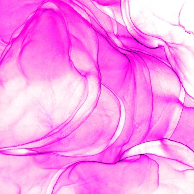 Alkol mürekkebi teknikli doğal akışkan resim. Yumuşak rüya renkleri şeffaf dalgalı çizgiler oluşturur.