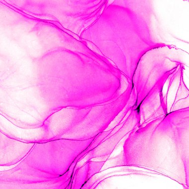 Alkol mürekkebi teknikli doğal akışkan resim. Yumuşak rüya renkleri şeffaf dalgalı çizgiler oluşturur.