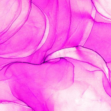 Alkol mürekkebi teknikli doğal akışkan resim. Yumuşak rüya renkleri şeffaf dalgalı çizgiler oluşturur.