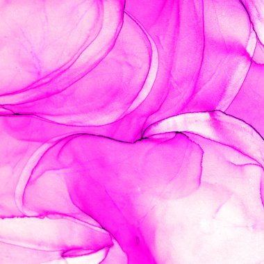 Alkol mürekkebi teknikli doğal akışkan resim. Yumuşak rüya renkleri şeffaf dalgalı çizgiler oluşturur.