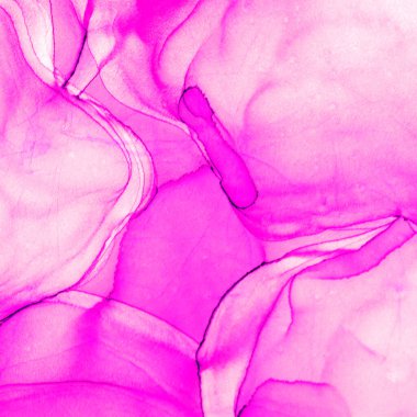 Alkol mürekkebi teknikli doğal akışkan resim. Yumuşak rüya renkleri şeffaf dalgalı çizgiler oluşturur.