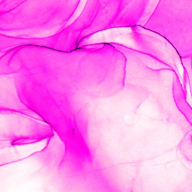 Alkol mürekkebi teknikli doğal akışkan resim. Yumuşak rüya renkleri şeffaf dalgalı çizgiler oluşturur.