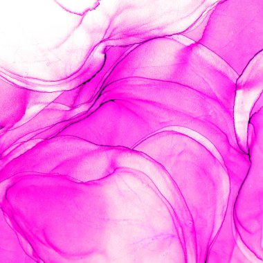 Alkol mürekkebi teknikli doğal akışkan resim. Yumuşak rüya renkleri şeffaf dalgalı çizgiler oluşturur.