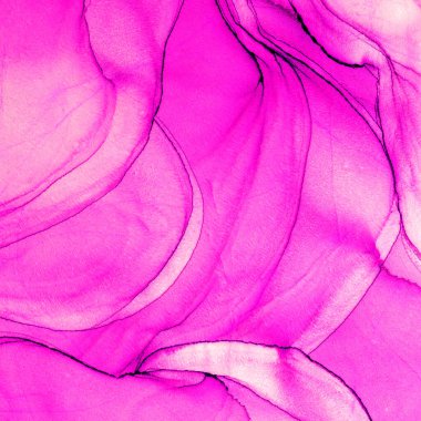 Alkol mürekkebi teknikli doğal akışkan resim. Yumuşak rüya renkleri şeffaf dalgalı çizgiler oluşturur.