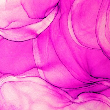 Alkol mürekkebi teknikli doğal akışkan resim. Yumuşak rüya renkleri şeffaf dalgalı çizgiler oluşturur.