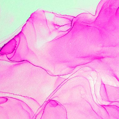 Alkol mürekkebi teknikli doğal akışkan resim. Yumuşak rüya renkleri şeffaf dalgalı çizgiler oluşturur.