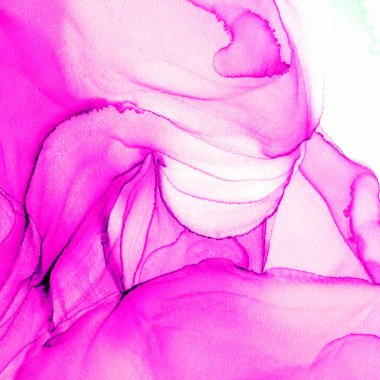 Alkol mürekkebi teknikli doğal akışkan resim. Yumuşak rüya renkleri şeffaf dalgalı çizgiler oluşturur.