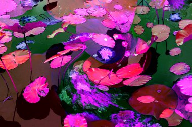 Lotus yaprağı ormanı. Çevre sorunları. Düz dizayn. Yüksek kalite vektör çizimi. Arkaplan deseni.