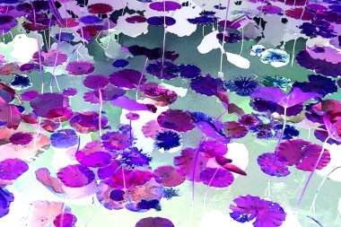 Lotus yaprağı ormanı. Çevre sorunları. Düz dizayn. Yüksek kalite vektör çizimi. Arkaplan deseni.