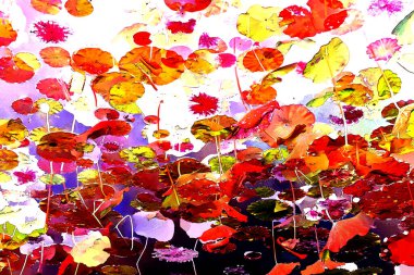 Lotus yaprağı ormanı. Çevre sorunları. Düz dizayn. Yüksek kalite vektör çizimi. Arkaplan deseni.