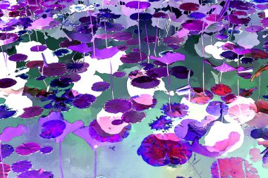 Lotus yaprağı ormanı. Çevre sorunları. Düz dizayn. Yüksek kalite vektör çizimi. Arkaplan deseni.