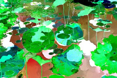 Lotus yaprağı ormanı. Çevre sorunları. Düz dizayn. Yüksek kalite vektör çizimi. Arkaplan deseni.