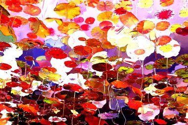 Lotus yaprağı ormanı. Çevre sorunları. Düz dizayn. Yüksek kalite vektör çizimi. Arkaplan deseni.