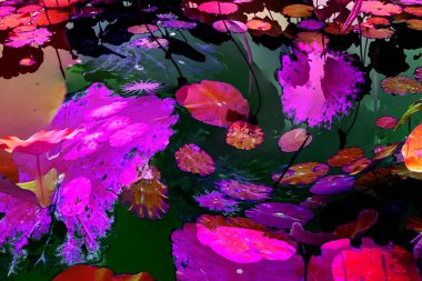 Lotus yaprağı ormanı. Çevre sorunları. Düz dizayn. Yüksek kalite vektör çizimi. Arkaplan deseni.