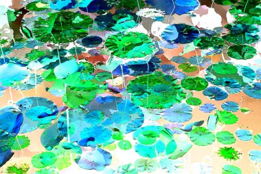 Lotus yaprağı ormanı. Çevre sorunları. Düz dizayn. Yüksek kalite vektör çizimi. Arkaplan deseni.