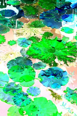 Lotus yaprağı ormanı. Çevre sorunları. Düz dizayn. Yüksek kalite vektör çizimi. Arkaplan deseni.