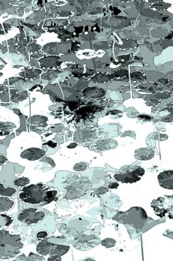 Lotus yaprağı ormanı. Çevre sorunları. Düz dizayn. Yüksek kalite vektör çizimi. Arkaplan deseni.