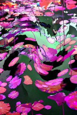 Lotus yaprağı ormanı. Çevre sorunları. Düz dizayn. Yüksek kalite vektör çizimi. Arkaplan deseni.