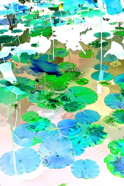 Lotus yaprağı ormanı. Çevre sorunları. Düz dizayn. Yüksek kalite vektör çizimi. Arkaplan deseni.