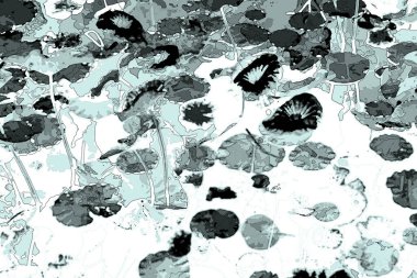 Lotus yaprağı ormanı. Çevre sorunları. Düz dizayn. Yüksek kalite vektör çizimi. Arkaplan deseni.