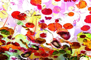 Lotus yaprağı ormanı. Çevre sorunları. Düz dizayn. Yüksek kalite vektör çizimi. Arkaplan deseni.