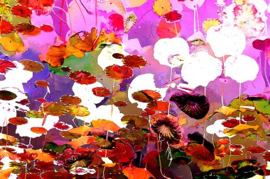 Lotus yaprağı ormanı. Çevre sorunları. Düz dizayn. Yüksek kalite vektör çizimi. Arkaplan deseni.