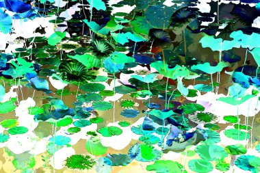 Lotus yaprağı ormanı. Çevre sorunları. Düz dizayn. Yüksek kalite vektör çizimi. Arkaplan deseni.