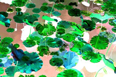 Lotus yaprağı ormanı. Çevre sorunları. Düz dizayn. Yüksek kalite vektör çizimi. Arkaplan deseni.