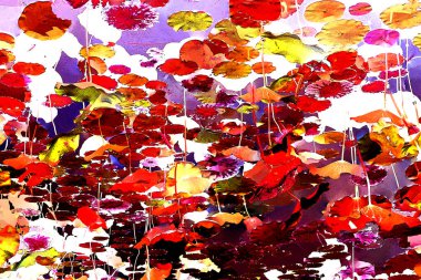 Lotus yaprağı ormanı. Çevre sorunları. Düz dizayn. Yüksek kalite vektör çizimi. Arkaplan deseni.