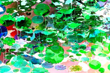 Lotus yaprağı ormanı. Çevre sorunları. Düz dizayn. Yüksek kalite vektör çizimi. Arkaplan deseni.