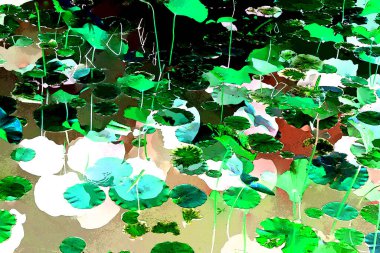 Lotus yaprağı ormanı. Çevre sorunları. Düz dizayn. Yüksek kalite vektör çizimi. Arkaplan deseni.