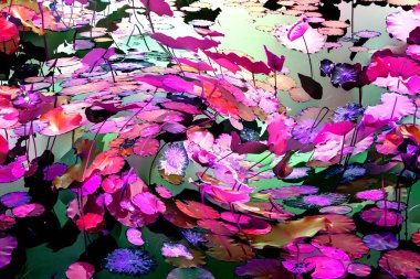 Lotus yaprağı ormanı. Çevre sorunları. Düz dizayn. Yüksek kalite vektör çizimi. Arkaplan deseni.